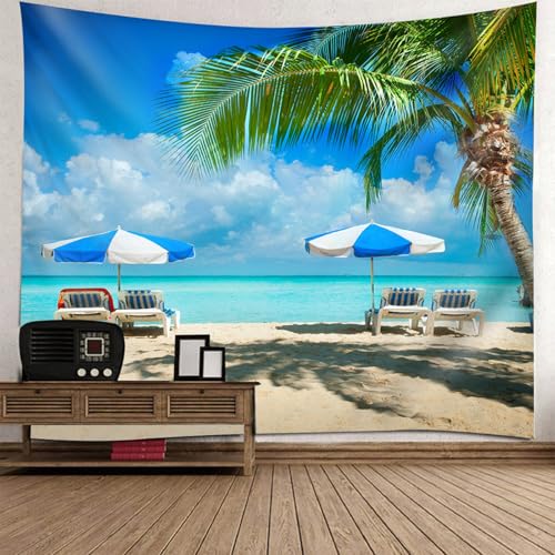 Tapiz de pared de paisaje de cocoteros de 150x130 cm para dar amplitud al dormitorio
