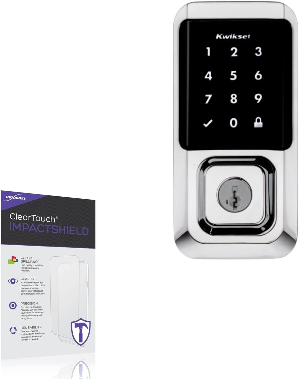 BoxWave Screen Protector Compatible with Kwikset Halo Touchscreen Deadbolt - ClearTouch ImpactShield (2-Pack), Impenetrable Screen Protector Flexible Film