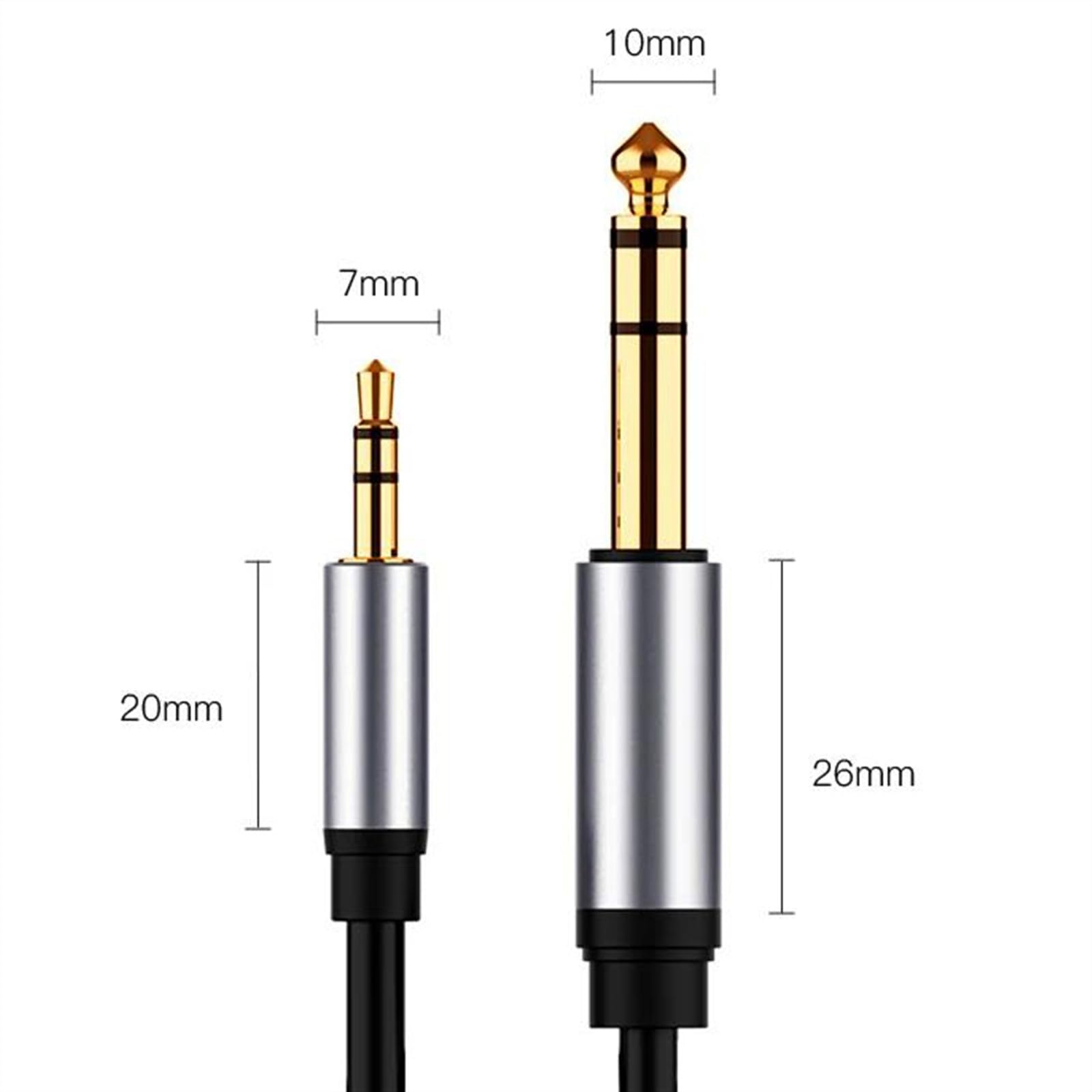 3.5mm 1/8 Do 6.35mm 1/4 TRS Linia Audio Pozłacany Adapter Gniazda Jack Kabel Aux Do Głośnika Wzmacniacza Gitarowego Kabel do Instrumentów Gitarowych (Color : 5m)