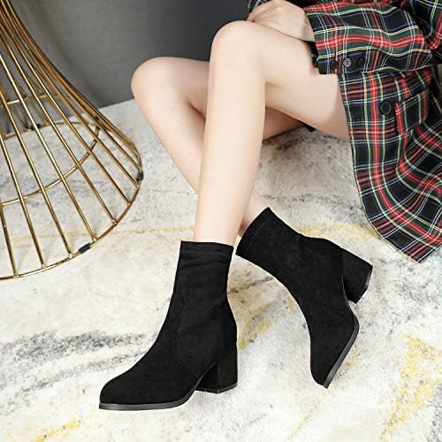 Amazon.com: BIGTREE - Botas de tobillo para mujer, elastizadas, tacón  grueso de lycra : Ropa, Zapatos y Joyería