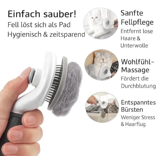„Selbstreinigende Haustierbürste – Fellpflege für Hunde & Katzen – Sanftes Entwirren & Entfernen von Unterwolle – Komfortgriff & einfache Reinigung“