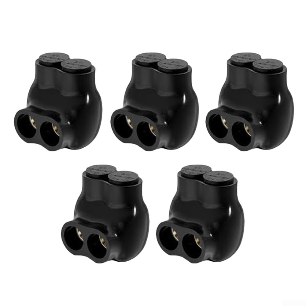 Lot de 5 connecteurs multi-robinets robustes 2/0-6 AWG en aluminium et cuivre certifiés UL Noir