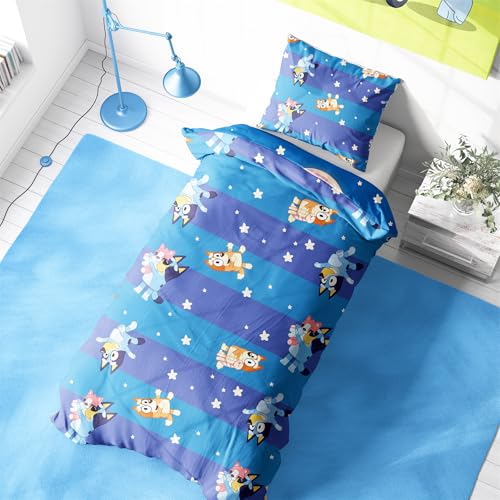 Halantex Bluey Junior Duvet Set - 120 x 150 cm With Pillowcase 62 x 42 cm - Soft and Cozy Poly-Cotton Bedding Featuring Under the Stars Design - Perfect for Young Fans, Machine Washable - Image 4