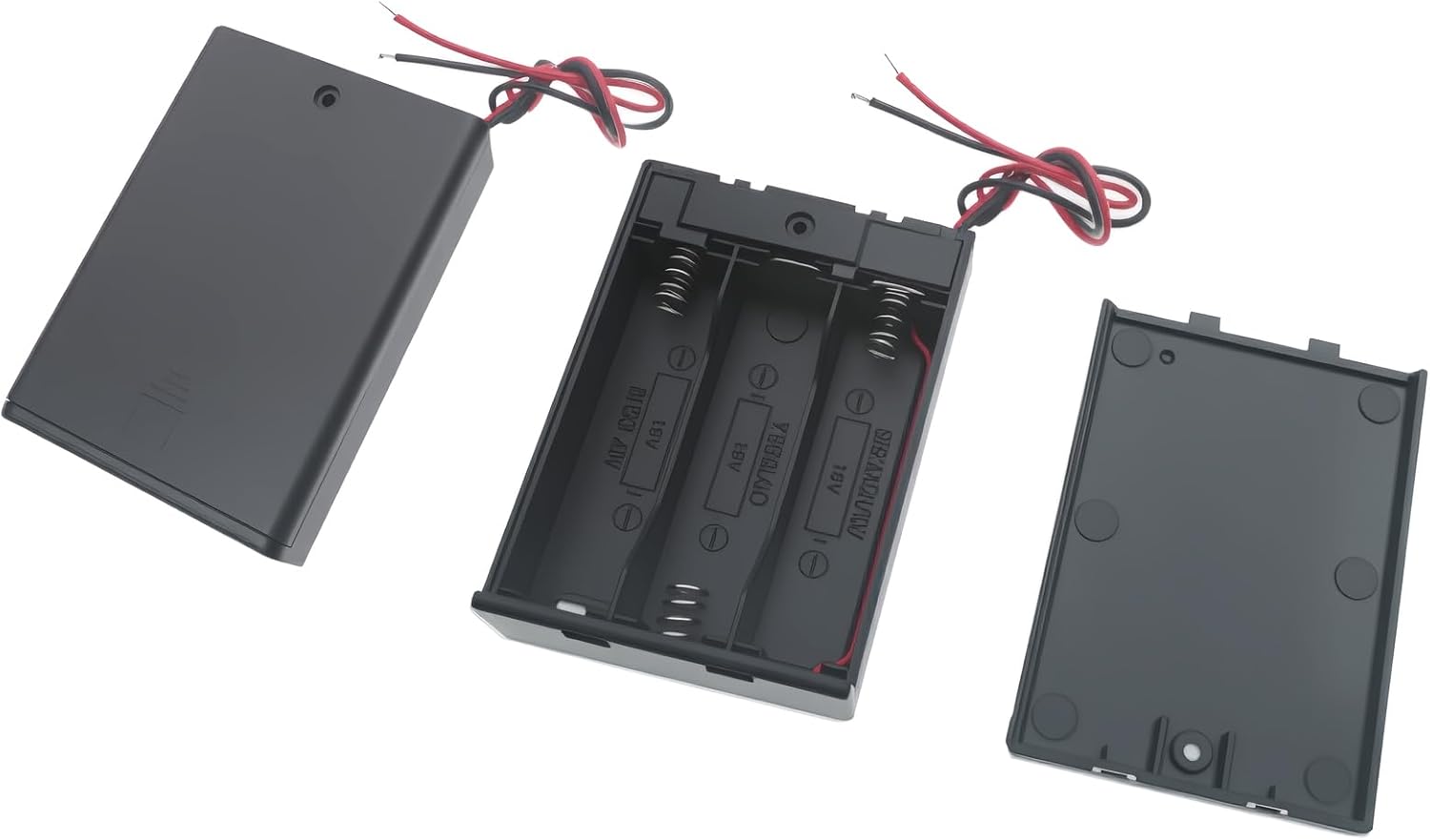 2 Pcs 3 Slots AA Battery Holder with Leads Plastic Battery Case Holder 3 X 1.5V AA Battery Box with Switch and Cover