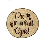 Verkündung Schwangerschaft Kühlschrankmagnet Holz kleine Baumscheibe Ankündigung Baby Geschenkidee Du wirst Opa