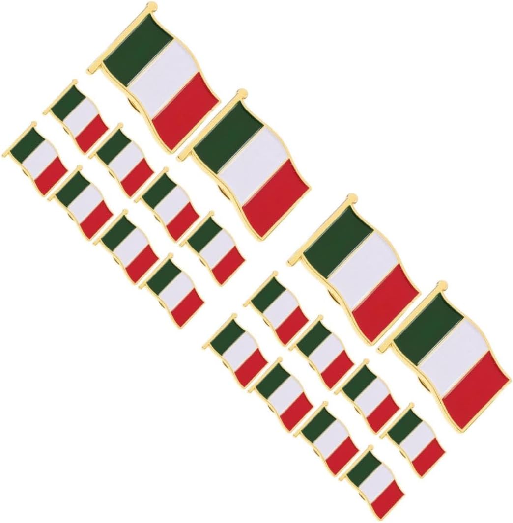 Veemoon Sets Italian Flag Brooch Iron Stoving Varnish for Clothing Decor Lightweight Festival Party Accessory Pcs, M, Iron, iron