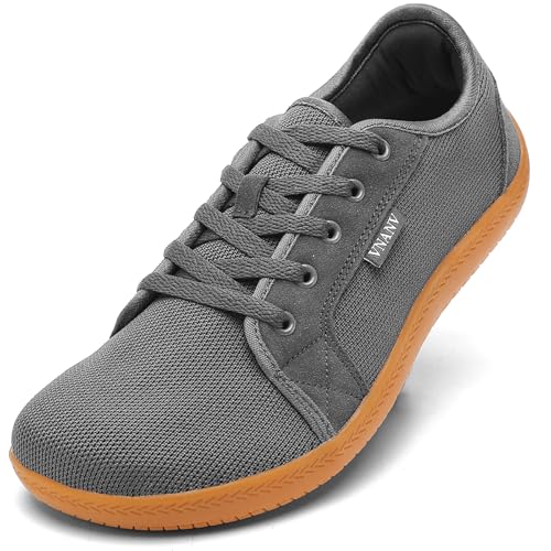 Women Barefoot Shoes Wide Toe Minimalist Walking Shoes Slip on Zero Drop Sole Cross-Trainer Sneakers Lightweight Workout(Grey,6)