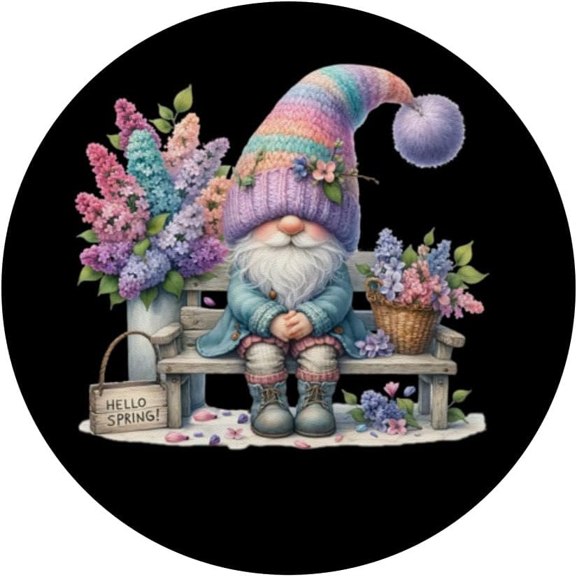 Colorful Spring Gnome With Cute Flowers For Women Gardener PopSockets Adhesive PopGrip image 3