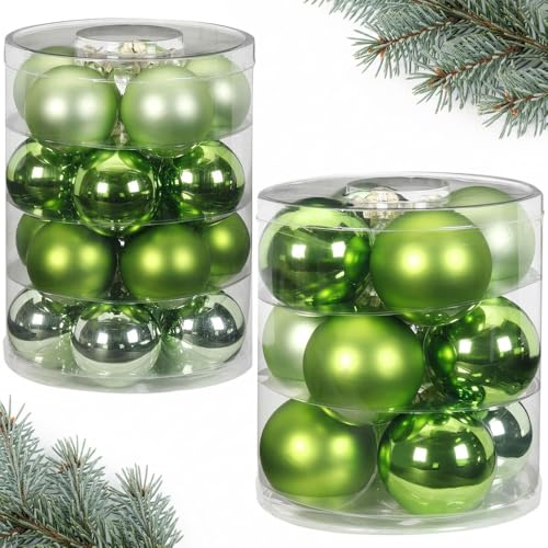 Weihnachtskugeln großes Set aus Glas | 12 große 8cm-Kugeln & 20...