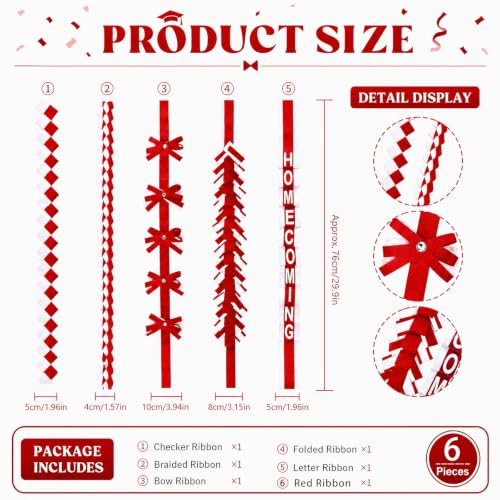 INCOK 6 Pcs Homecoming Mum Supplies Red White DIY Decorations for Game Day by INCOK - Used condition - Image 2