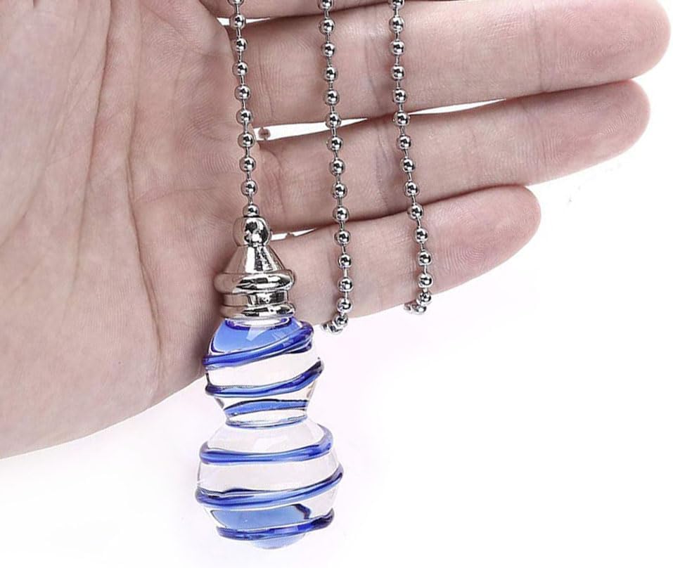 Ceiling Fan Chain Pulls Decorative Extension 12 Inches Blue Gourd Shape Pendant Pull Chain Fan Pulls Extension for Ceiling Light Lamp Fan Chain 2 Pcs (Nickel Pull Chain)