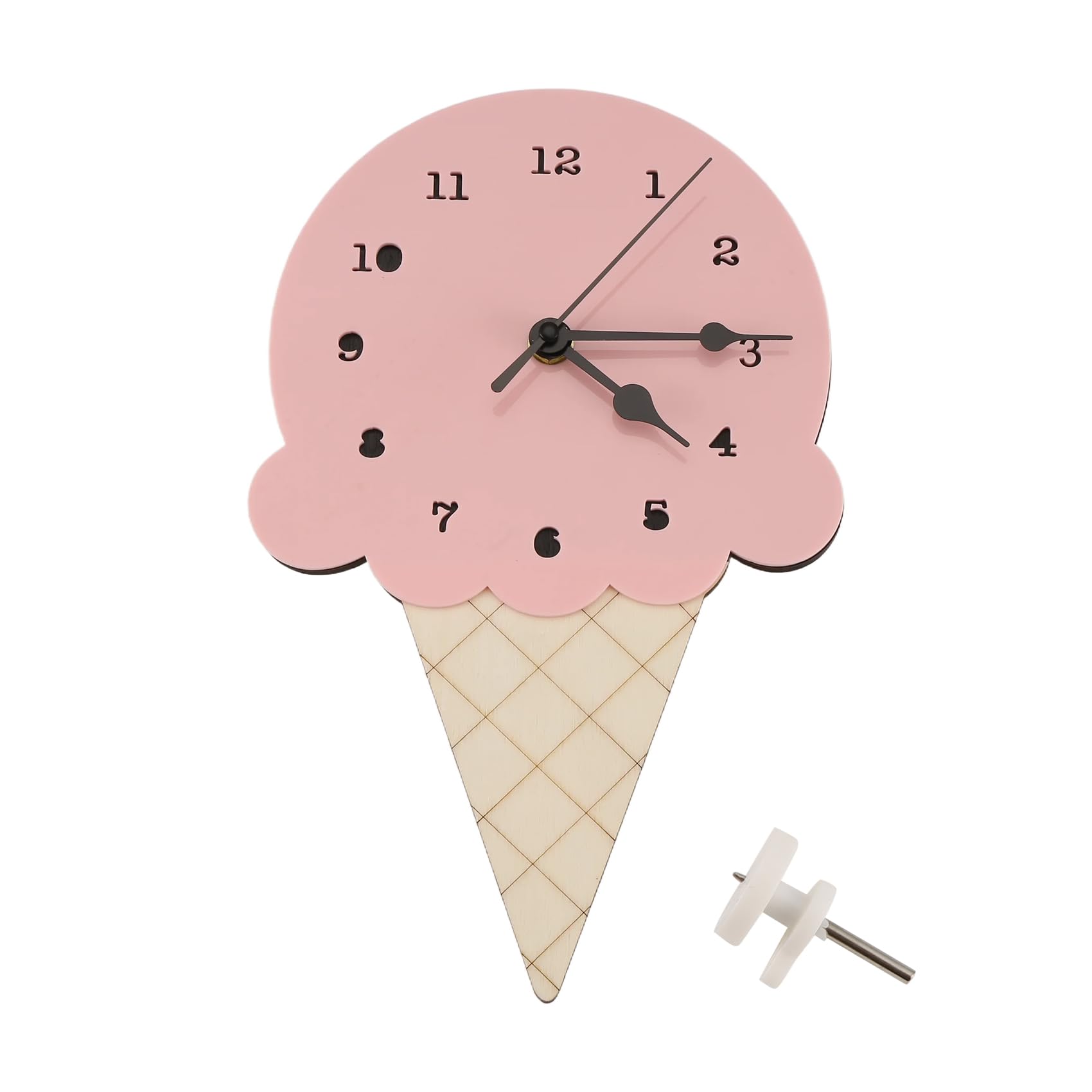detee Nordic INS Style Ice Cream Sharped Wall Hanging Clock, Cartoon Silent, Non-Ticking Battery Powered for Children Bedroom