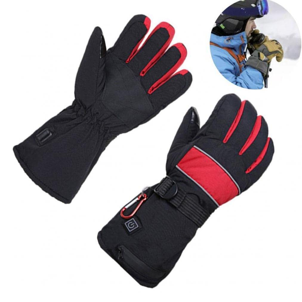 CHEWYNP Guanti da Sci riscaldati Guanti riscaldati Caldi Guanti Touch Screen Ricaricabili con Dita Intere con Caricabatterie Batteria per Sci Invernale Pattinaggio Neve Campeggio Escursion