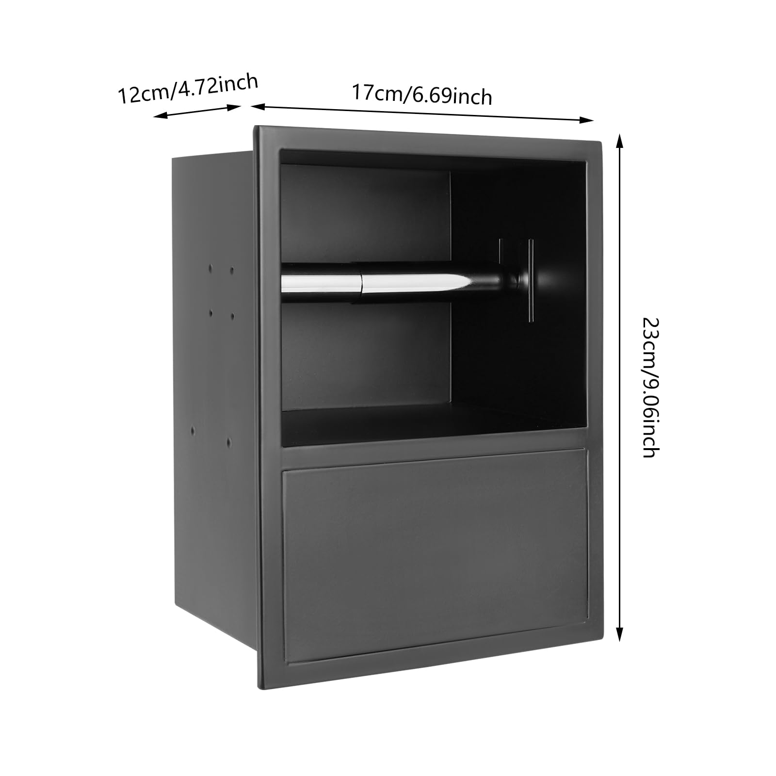 Portarrollos de papel higiénico empotrado de acero inoxidable 304, soporte de papel higiénico para montaje en pared, ahorro de espacio para baño y aseo de invitados