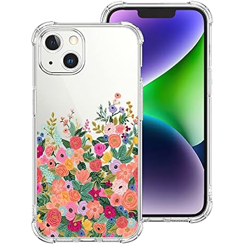 Losthll Compatible with iPhone 14 Clear Case,Pink Flower Floral Blossom iPhone Case for Women Girls,Four Corner Reinforced Shockproof TPU Bumper Phone Cover Designed for iPhone 14 6.1 Inch Cover