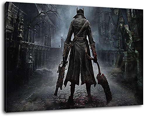 bloodborne ps4 game Format 60x40 cm Bild auf Leinwand, XXL riesige Bilder fertig gerahmt mit Keilrahmen, Kunstdruck auf Wandbild mit Rahmen