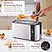 Elite Gourmet ECT-3100 Long Slot 4 Slice Toaster, Reheat, 6 Toast Settings, Defrost, Cancel Functions, Built-in Warming Rack, Extra Wide Slots for Bagels & Waffles, Stainless Steel & Black