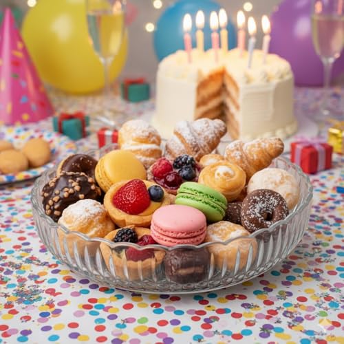 Image of Glassbunny 300ml Small Beautiful Crystal Round Shape Glass Tray Plate for Serving Dry Fruits, Fruits, Snacks, Sweets, Chocolates Pack of 2