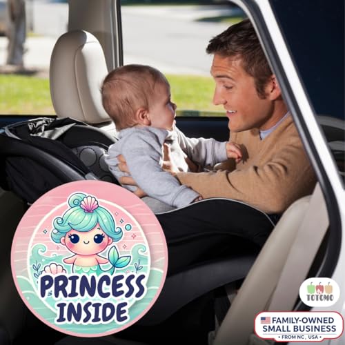 Image of TOTOMO Baby on Board Sticker for Car | Princess Inside Mermaid Sticker - Cute Ocean-Themed Car Decal, Durable Vinyl Safety Sign for Window, Bumper, or Nursery Door - Peel-and-Stick