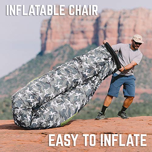 Chillbo Shwaggins Inflatable Couch – Cool Inflatable Chair. Upgrade Your Camping Accessories. Easy Setup is Perfect for Hiking Gear, Beach Chair and Music Festivals. (Camo Urban)