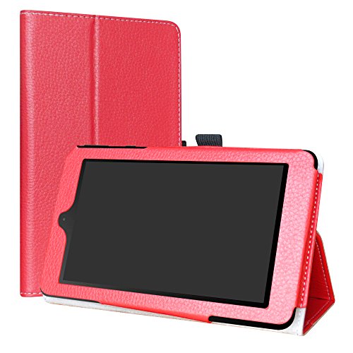 Nook Tablet 7 2016 Case,Liushan Pu Leather Slim Folding Stand Cover For 7" Nook Tablet 7 2016 Bntv450 Android Tablet(Do Not Fit Other Tablet),Red #TOP21