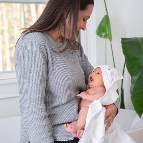 Image of aden + anais Essentials Hooded Baby Bath Towel, Super Soft 100% Cotton, 2 Pack, Elephant Circus