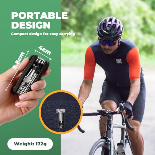 ROCKBROS Kit Riparazione 20 in 1 per Bicicletta Set di Attrezzi Pieghevoli Multi Strumenti Quotidiano in Acciaio Inossidabile