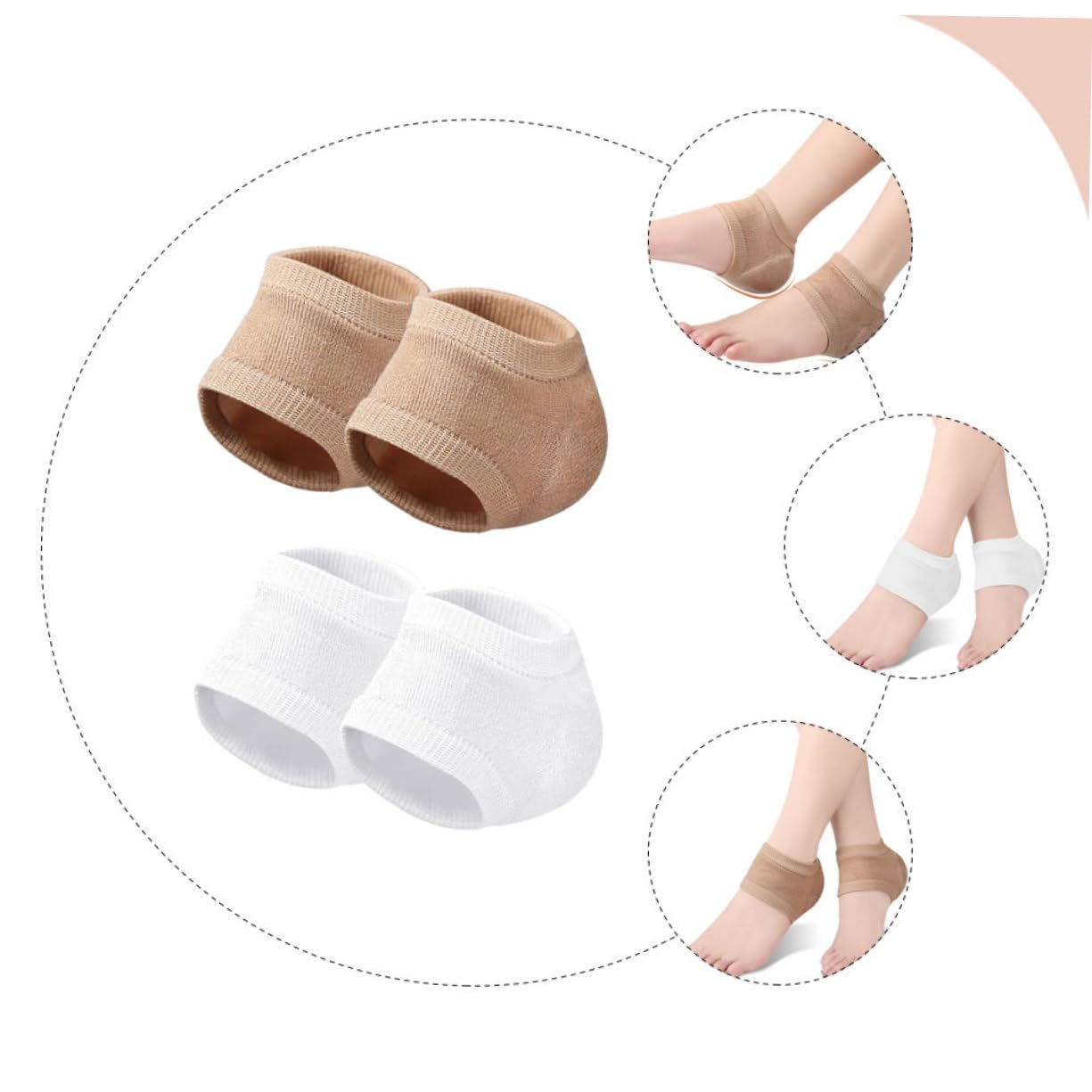 Ipetboom 2 Pairs Gel Socks for Women Dry Cracked Heel Socks Moisturizing Elastic Toeless Heel Protectors