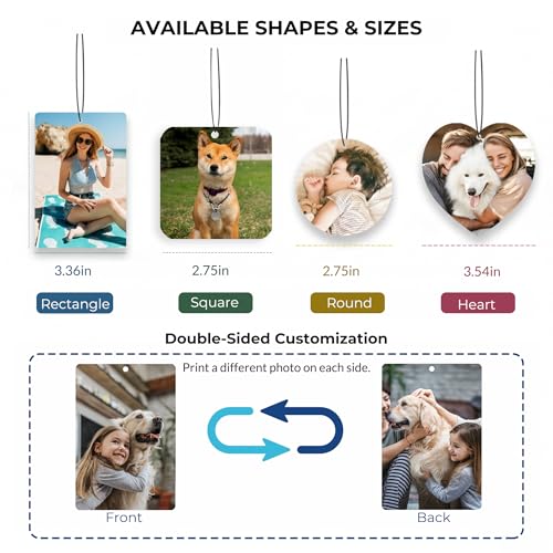 Image of Custom Air Freshener for Car, Personalized Air Fresheners, Custom Double Sided photo Air Freshener, for Wardrobe, Bathroom and Hanging Ornaments (Rectangle)