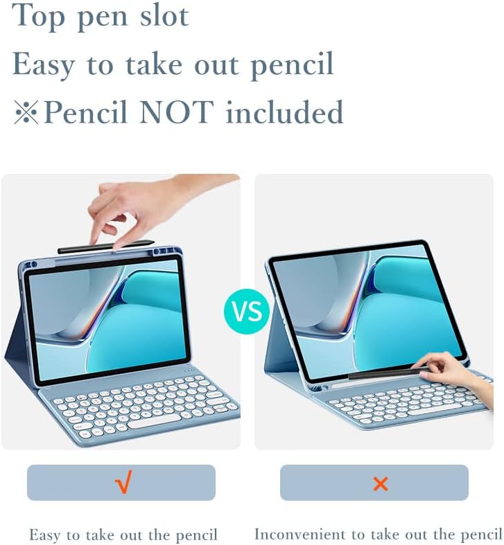 Keyboard Case Compatible with iPad 9th 8th 7th Generation Air 3rd Gen Pro 10.5 Keyboard Case with Bluetooth Mouse Round Key Cute Removable Color Keyboard,Begonia Red