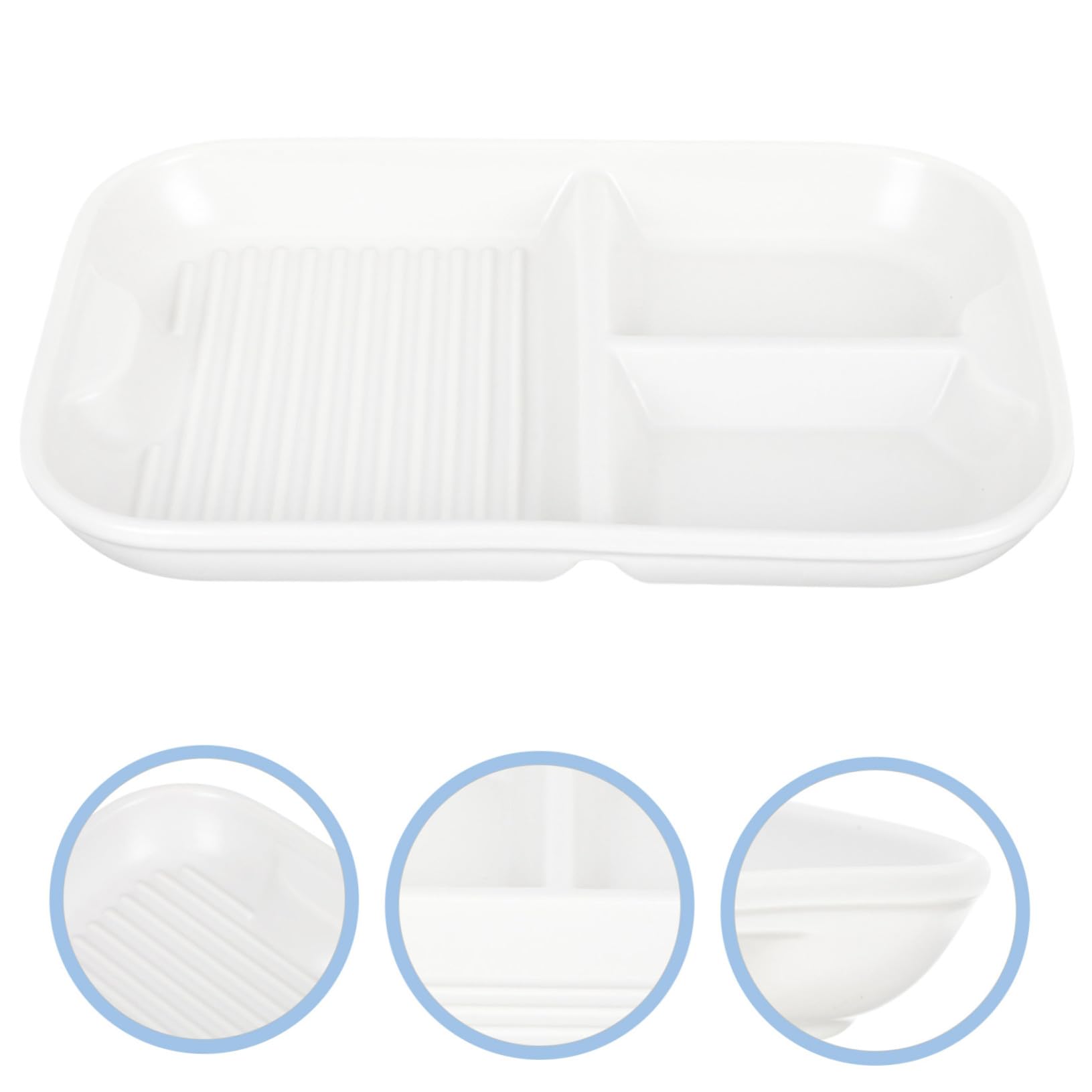 VICASKY Assiette Compartimentée Surface Lisse et Brillante 3 Compartiments en Céramique Blanche pour Servir Apéritifs Lors de Fêtes ou Bars