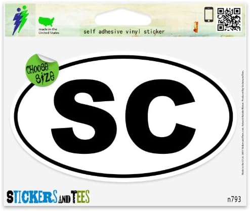 Sc Car Sticker Amazon.com - South Carolina SC White State Oval Vinyl Car Bumper Window ...