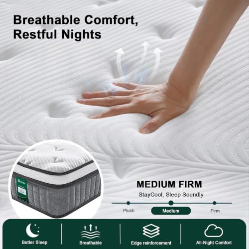 DANNASI 14 Inch King Hybrid Mattress, Medium Firm Pocket Coils by DANNASI - Used condition - Image 3