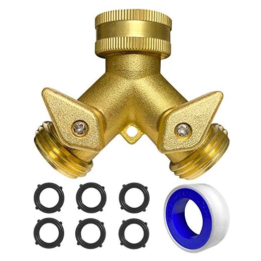B&A Garden Hose Splitter Connector 2 Way Y Valve Water Hose Tap Connector with 6 Pieces 3/4 Inch Gaskets and Teflon Tape