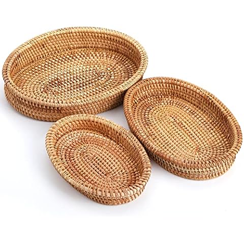 ZEAYEA Set mit 3 Rattan-Brotkörben Cover