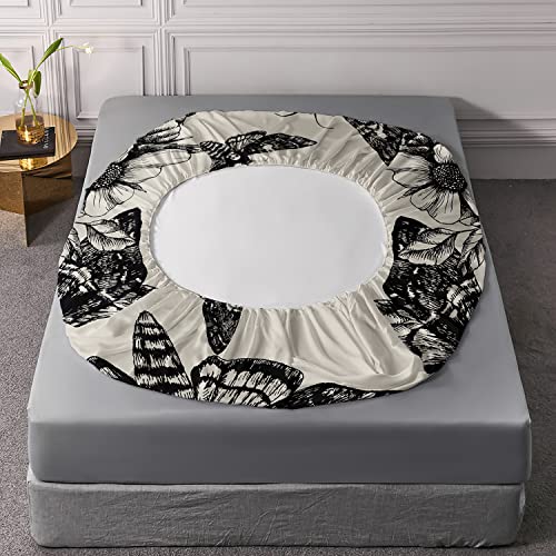 Hosima Death Moth Bedding Set For Girls Teen Boy Skull Decor Fitted Sheet Queen Size Halloween Bedding,1 Fitted Sheet+2 Pillowcases. thumb #3