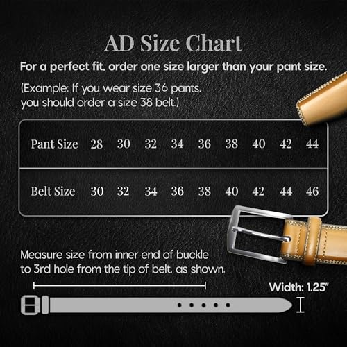 Image of Genuine Leather Dress Belts For Men - Mens Belt For Suits, Jeans, Uniform With Single Prong Buckle - Designed in the USA