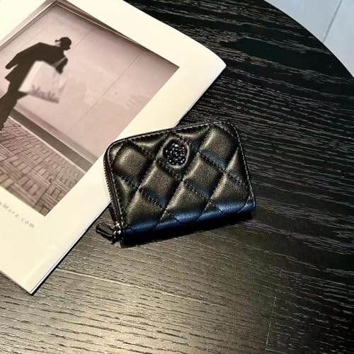 Small Genuine Leather Wallet For Women Wallet Women Mini Credit Card Holder Organizer Case With Zipper Pocket (black)4