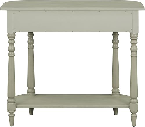 Miniatura 96 de Polibi Mesa consola curvada retro con estante de estilo abierto y 4 cajones superiores, mesa de entrada de media luna de 52 pulgadas de ancho con