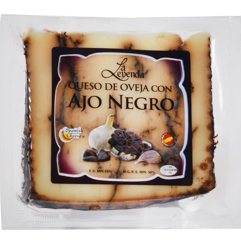 Queso de Oveja Curado con Ajo Negro La Leyenda 150 g (Aprox.) | Queso Artesano con Sabor Dulce y Balsámico | Ideal para Tapas, Aperitivos y Tablas de Quesos Gourmet