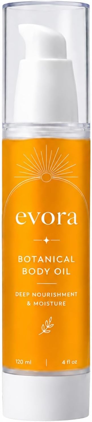 Aiwejay Evora Botanical Body Oil, Lightweight Hydrating Massage Oil with Wakame Algae, Brazil Nut & Passionflower Seed Oils, Non-Greasy Body Moisturizer for Smooth, Radiant Skin, 4 Fl Oz