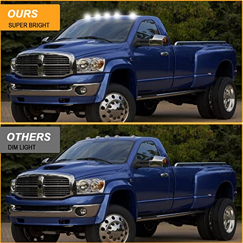 R&F Auto Led Cab Lights 5Pcs Clear Lens Cab Roof Marker Lights Compatible With Ram 1500 2500 3500 (2003-2018) Pickup Trucks Roof Running Lamps #TOP2