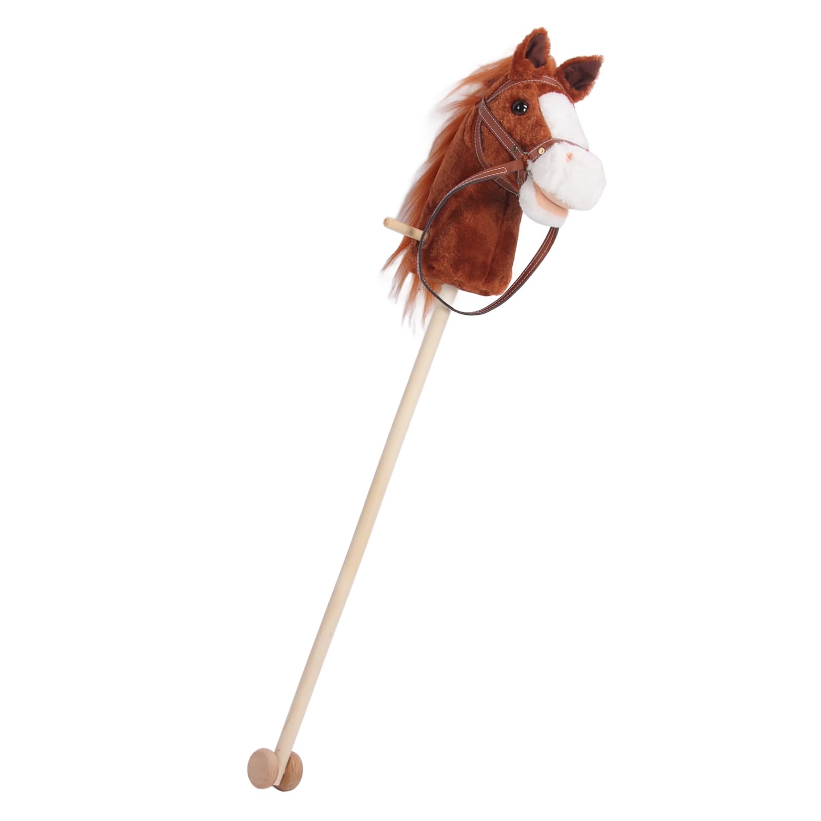 Cavallo Bastone, Cavallo Hobby in Peluche Cartone Animato con Ruote in Legno per Bambini Piccoli, Giocattolo da Cavalcare con Materiale Morbido e Design di Gioco Sicuro (caffè)