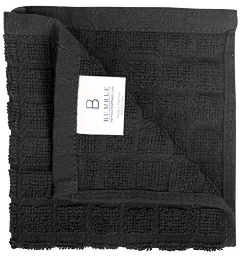 Image of Bumble Dish Cloths (8 Pack) | 12 inch x 12 inch | 100% Cotton Kitchen Towels | 405 GSM | Soft, Highly Absorbent & Durable Dish Towels for Kitchen | Black