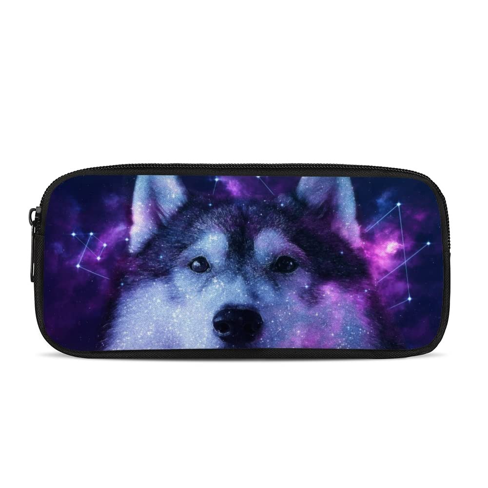 POLERO Galaxy Husky Pencil Case for Boys Girls Cute Dog Galaxy Pencil Pouch Zipperd Pen Bags for School โ image 1