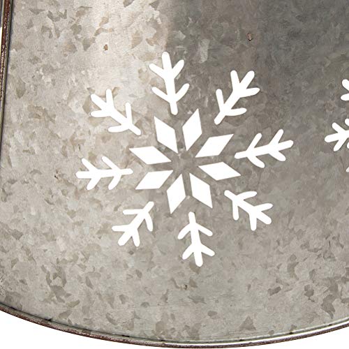 Glitzhome Snowflake Diecut Galvanized Tree Collar Metal Tree Skirt For Christmas Decor 21 Inch D thumb #6