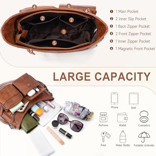 Image of Crossbody Bags for Women Trendy Vegan Leather Crossbody Purse Shoulder Handbags Multiple Pockets Hobo Bag Ladies