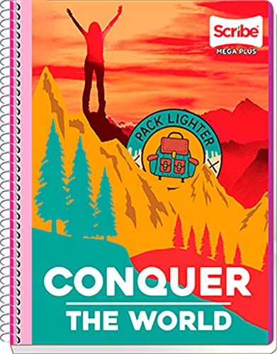 Vitamínicos, Scribe, MEGA PLUS, Cuaderno Profesional Espiral Sencillo de Pasta Semi Rígida, Doble Raya de 100 Hojas (Diseño de Portada Aleatorio)