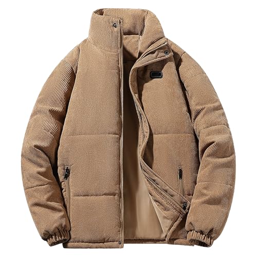 Manteau d'hiver thermique homme en velours côtelé chaud à col montant