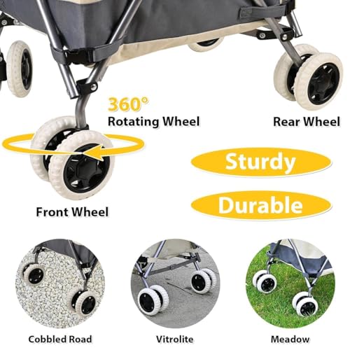 Image of Folding Grocery Shopping Cart Rolling Utility Cart with 360 Double Front Swivel Wheels Waterproof Removable Canvas Bag with Cover for Laundry Grocery, Shopping, Baggage, Picnic (Green)